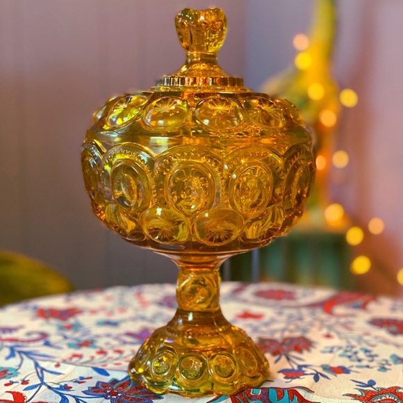 Vintage Other - Vintage L. E. Smith Heritage Candy Bowl With Doomed Lid